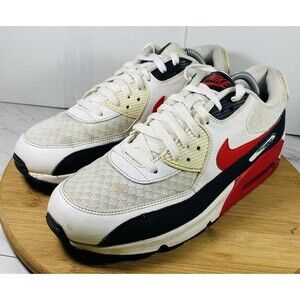 Mens NIKE Air Max 90 University Red Sz 10.5 Shoes BV2522-100 Sneakers White/Blk